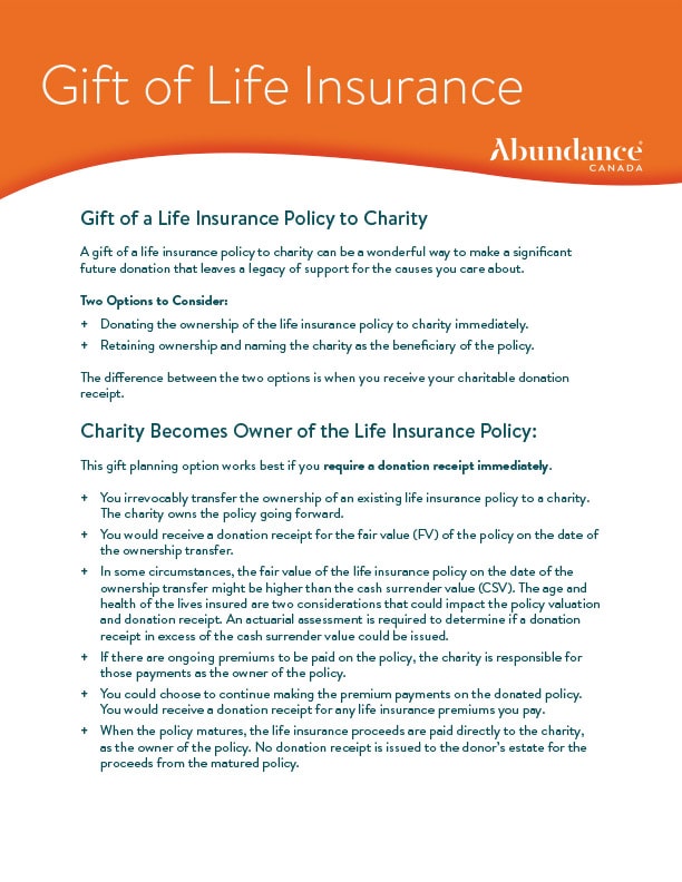 Gift of Life Insurance